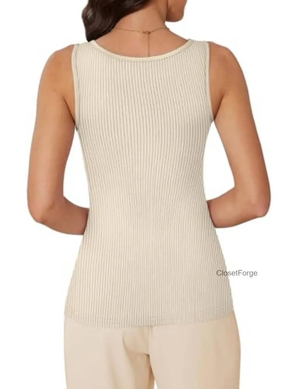 Women's Ribbed Tank Top Scoop Neck Slim Fit Sleeveless Casual Knit Shirt